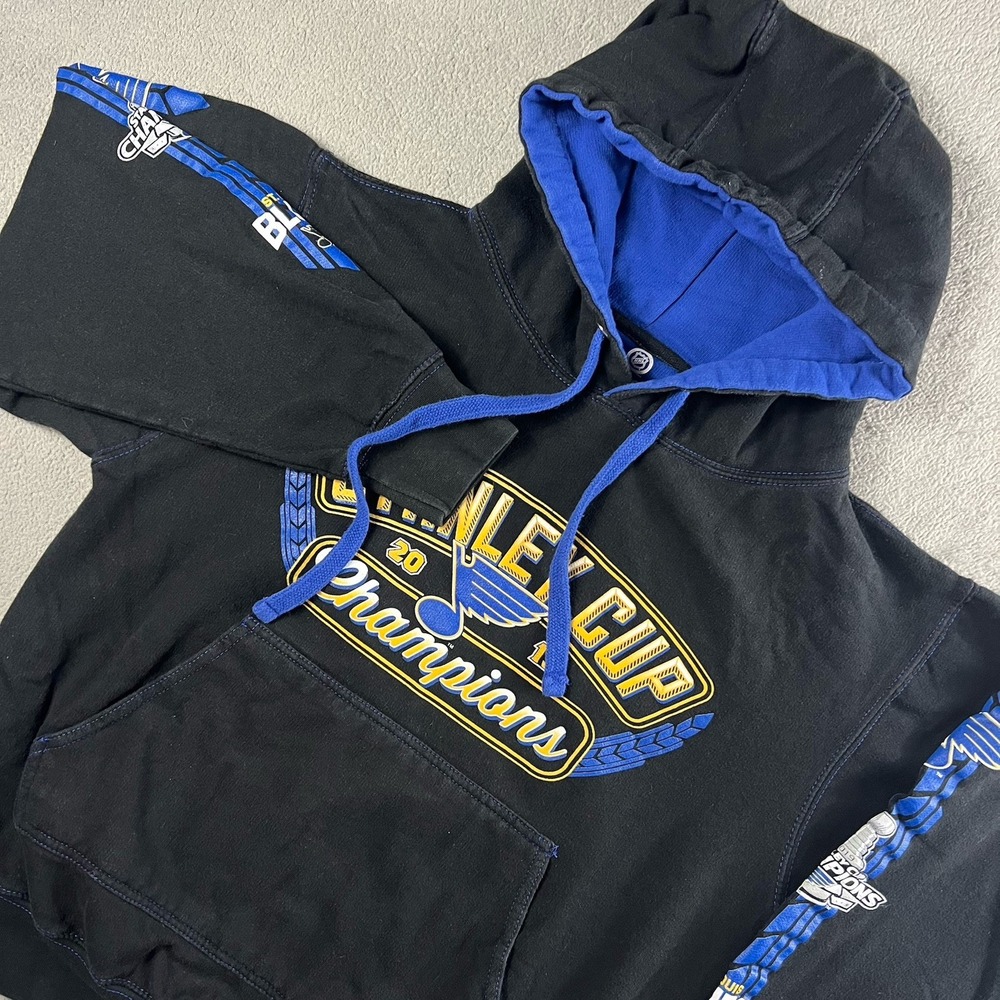 St Louis Blues Stanley Cup Champions Hoodie Mens Small 2019 Fanatics Two Sided